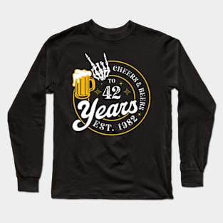 Cheer Beer To 42 Years Est 1982 42Nd Birthday Party Long Sleeve T-Shirt